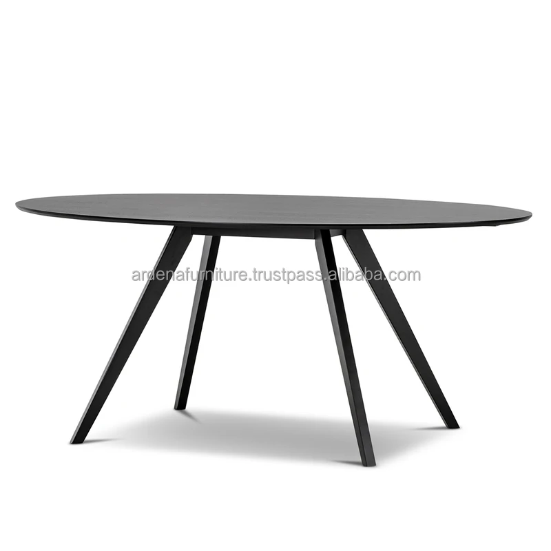 Elegant Contemporary Oak Dining Table Set Modern Wooden Oval Design 6 Comfortable Chairs Natural Color Restaurant Furniture