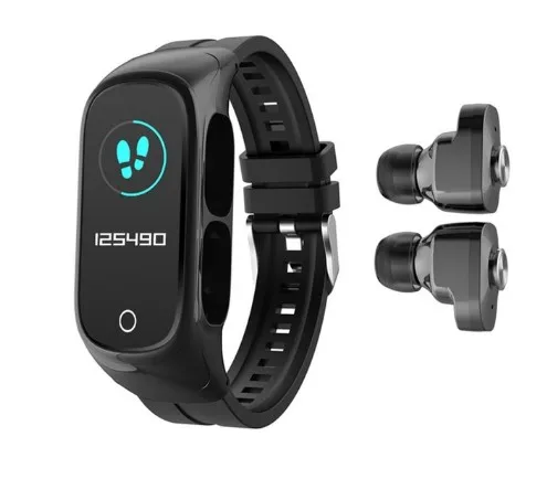 New Arrival 2 In 1 In-Ear  Wireless Stereo Earbuds Wristband N8 Blue-tooth Headset Bracelet Tws smart Watch Earphone