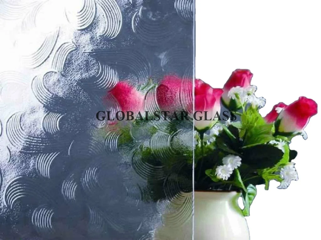 4mm  bronze clear nashiji mistlite may flower patterned glass for window