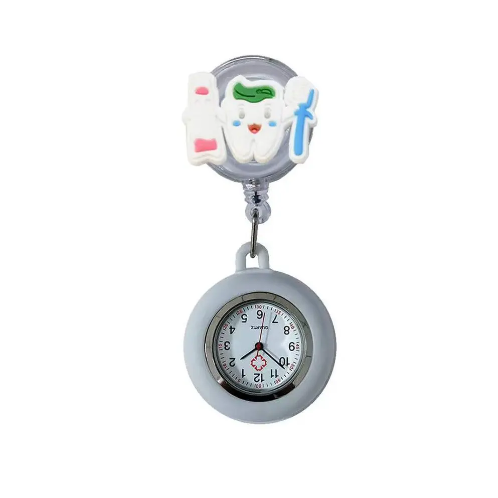 Nurse Doctor Retractable Pocket Watches Hospital Medical Badge Reel Love Heart Stethoscope Syringe Clips Watches