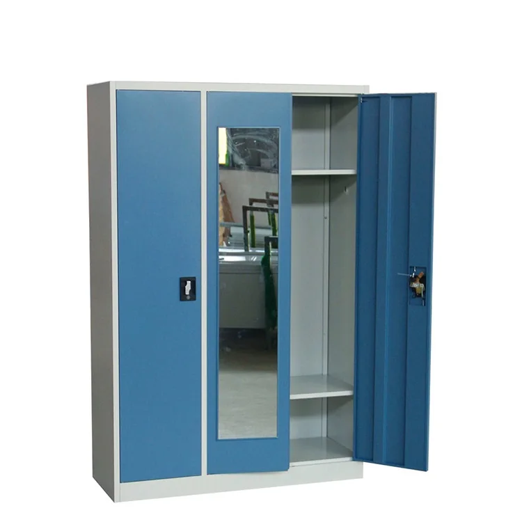 Style Home Furniture Wardrobe 3 Doors Muilt-founction Bedroom Metal Steel Indian Wardrobe Cabinet Modern Customized Color 30