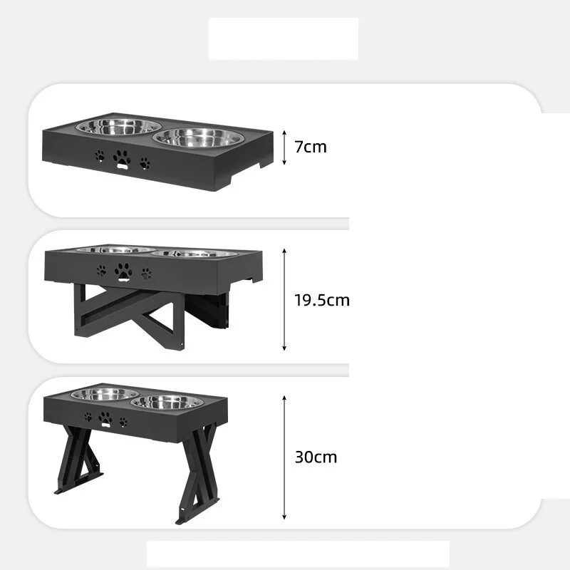 Stable Anti Slip Bracket Plastics+Stainless Steel Double Bowl Lifting Table Pet Folding Bowl