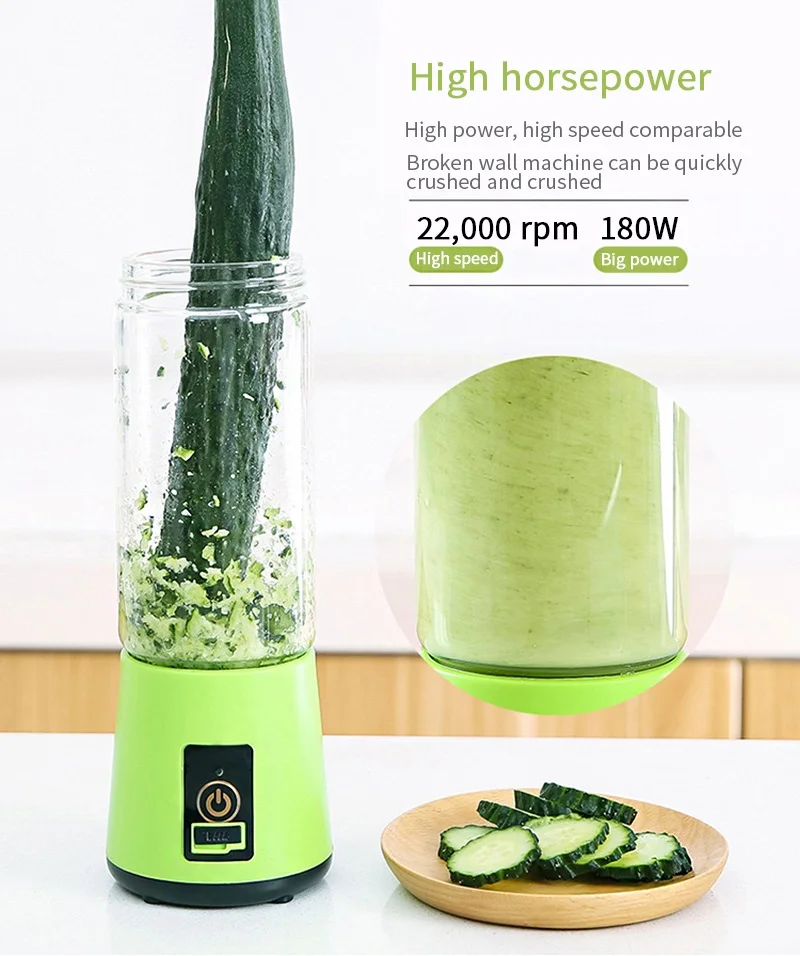 Personal Blender with 2000mAh USB Rechargeable Battery Electric Blender Portable Blender