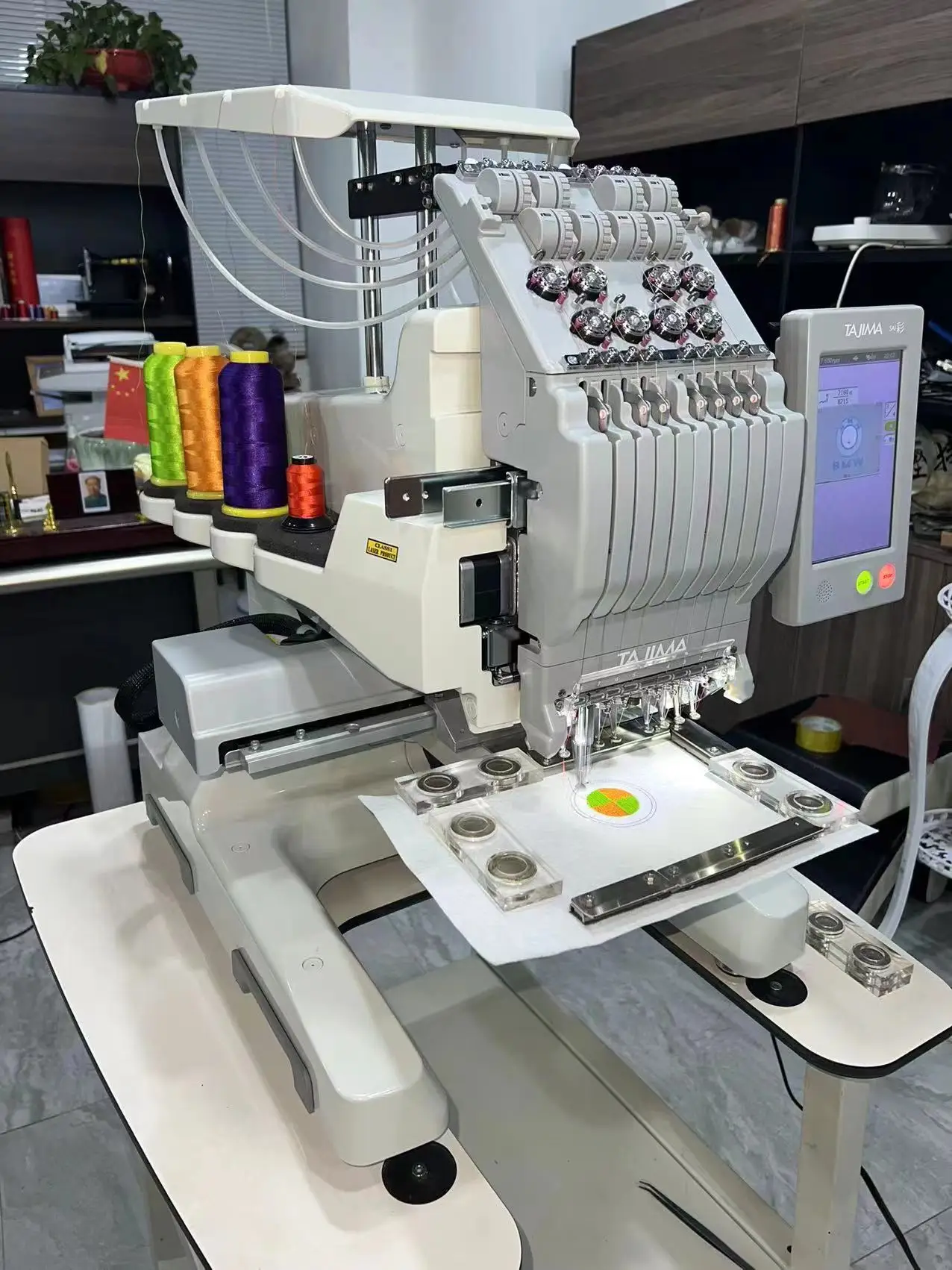 Good discount low price 8 needle S0801 TAJIMA Embroidery machine four six eight head twelve  needles second hand