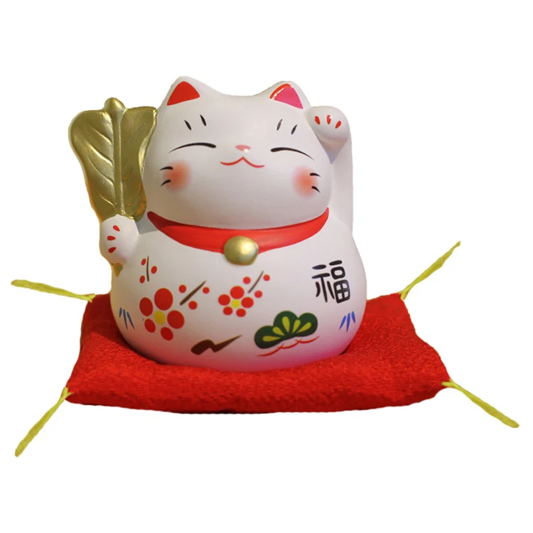 Small Cute Hand Painting Wholesale Souvenir Ceramic Lucky Cat Statue Welcome