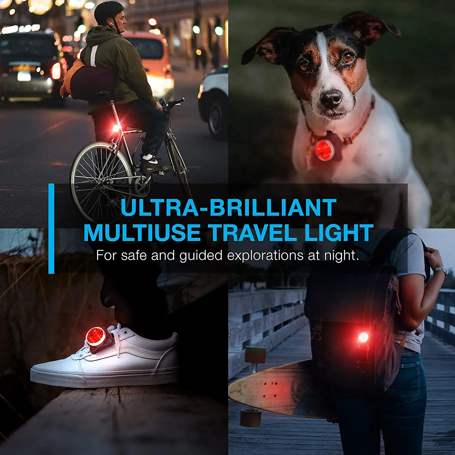 USB Rechargeable Bike Light Red and White Set Super Bright Front Headlight and Rear LED Bicycle Light 4 Light Mode