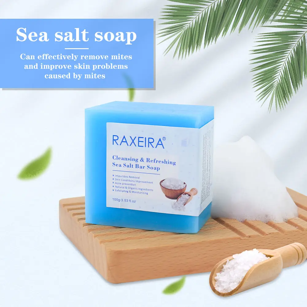 Organic Sea Salt Vitamin E Cleansing & Refreshing Whitening Moisturizing For Remove Skin Acne Cleansing Face Care Bar Soap