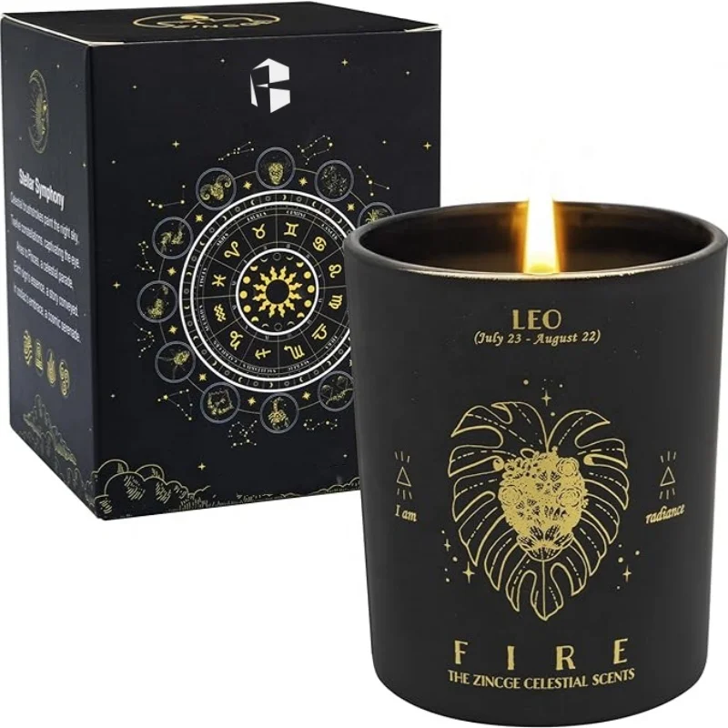 Hot Selling Unique Design Aromatherapy Soy Wax Luxury Zodiac Sign Scented Candle with Box