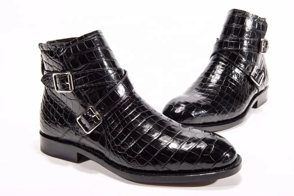 Goodyear welt custom Alligator skin men shoes boots Handmade Luxury men boots leather Crocodile Leather winter boots for men