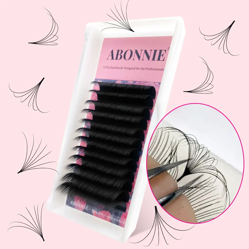 Abonnie Soft Fluffy Cashmere Lash Extensions Easy Fan Matte Black Lashes Rapid Easy Fan Eyelash Extention