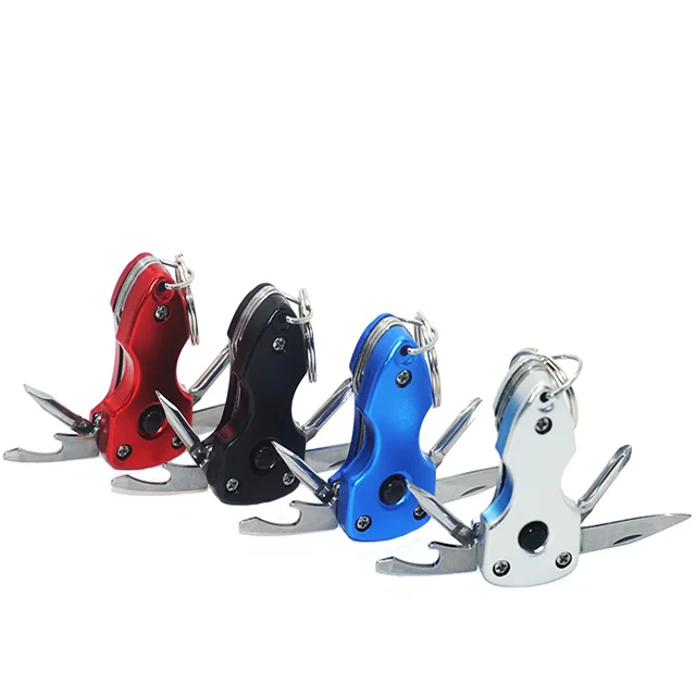 5 in 1 Multi Tool Key Chain Mini screwdriver pocket knife keychain multi tool with flashlight