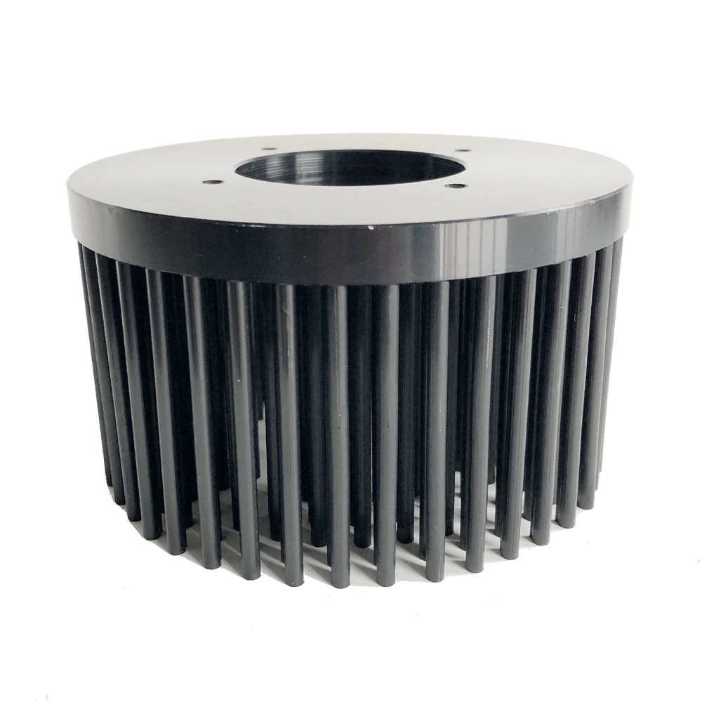 40W Round LED Heatsink Custom Cold Forged  Aluminium Heatsink 123*70mm Black Anodized Surface Aluminium Heat Sink
