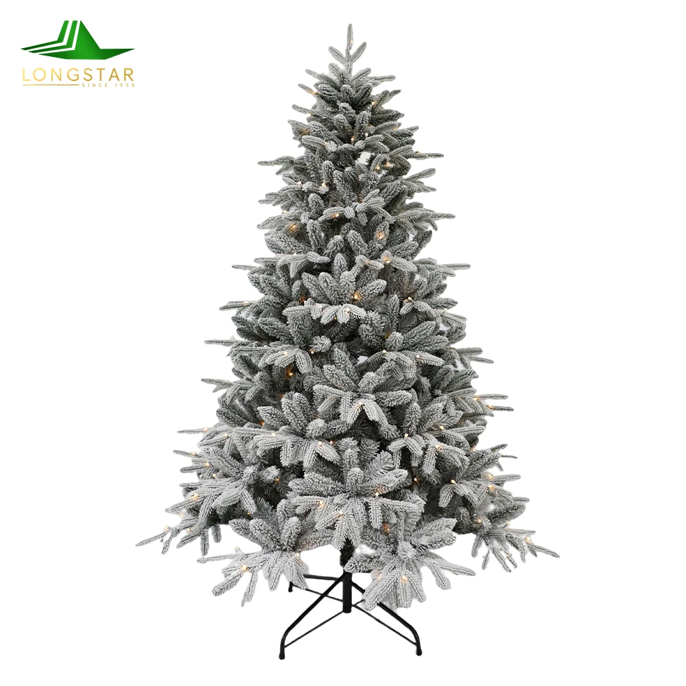Best Supplier In China 9FT 240CM Artificial Flocked White PE PVC Mixed Metal Stand Christmas Tree