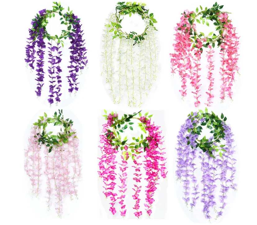 Flower Garland Wedding Party Wall Decoration Vines Artificial Flower Wisteria Hanging Flowers