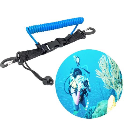 Snorkeling diving camera spring rope safety quick-release buckle double-headed hook underwater anti-loss stainless steel spring