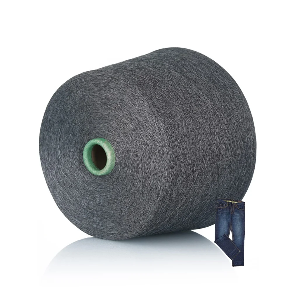 High Strength 100% Polyester Yarn Ne 30/1 Siro Ring Spun dyed Gray for Knitting Denim and Jeans Recycled