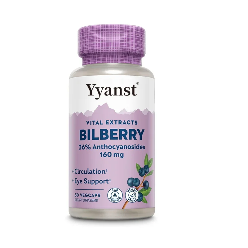 OEM/ODM Promote Eye Health Vegan Bilberry Extract Capsules with 36% Anthocyanosides Improve Eyesight Eye Care Bilberry Capsules
