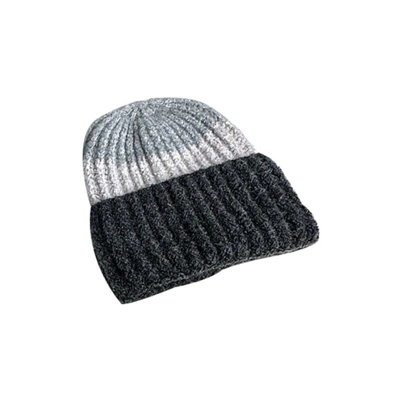 Fashion Casual Striped Beanie Hat Soft Warm Mohair Knitted Winter Crochet Caps