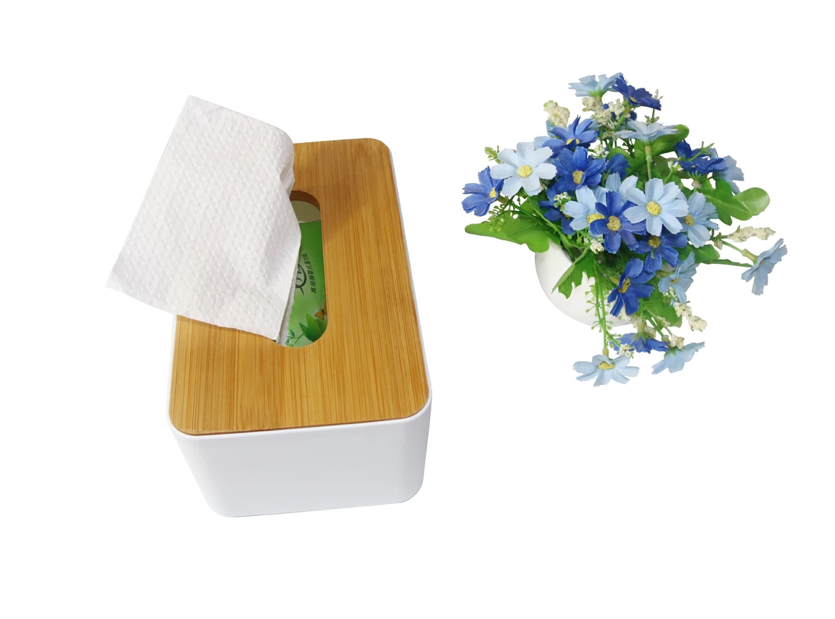 Popular Tissue Dispenser Box Tissue Holder with Bamboo Lid