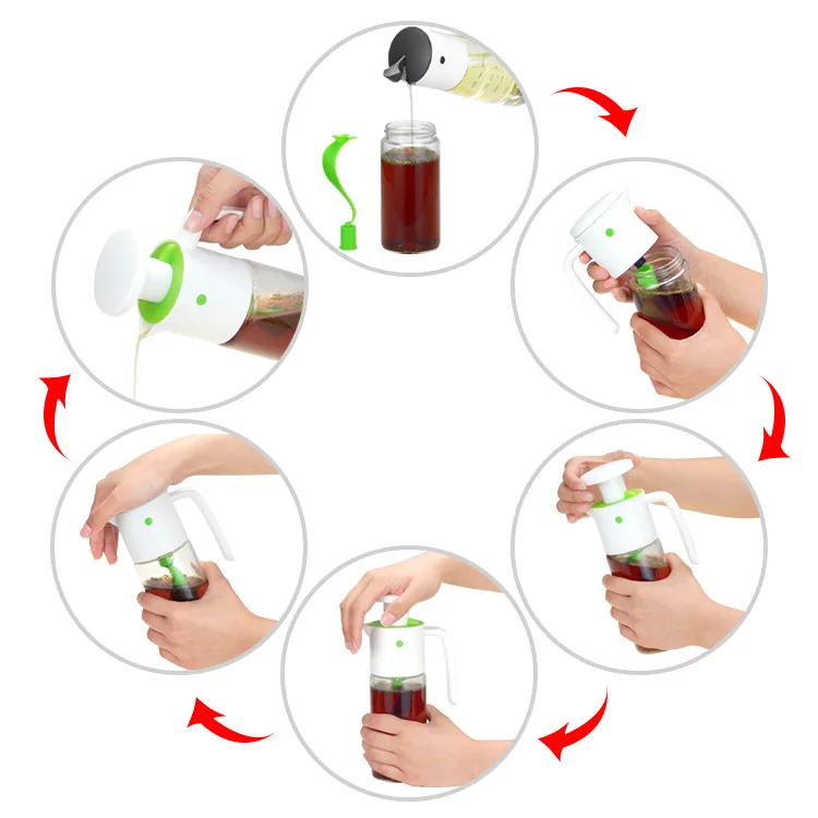 Household Items Salad Dressing Container Cruet-Leak Proof Glass Shaker Bottle 10oz Homemade Salad Dressing Mixer