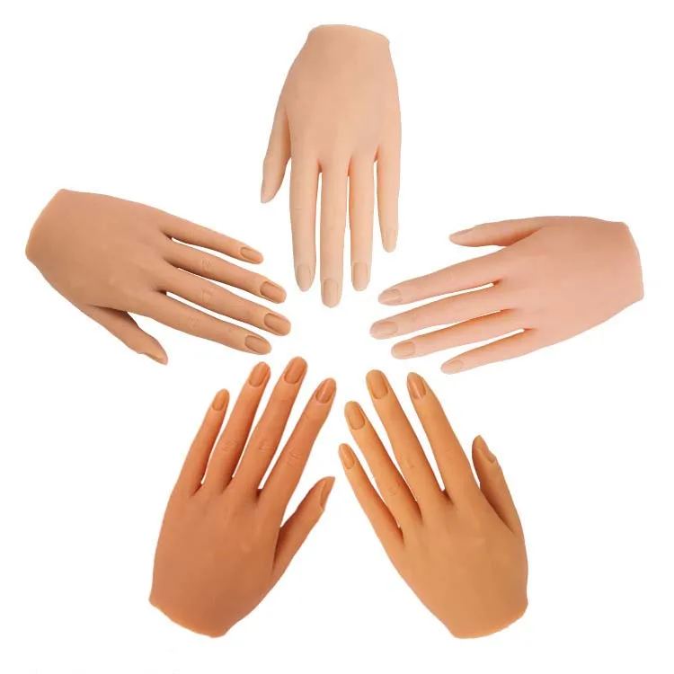 Top Quality Silicone Hand For Nails Manicure Training Finger Trainer Soft False Nail Practice Hand Model