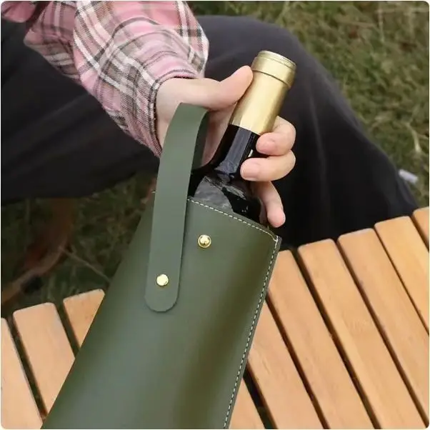 PU Leather Wine Bottle Bag Red Wine Carrier Bag Whiskey Gift Holder Handbag Outdoor Travel Bag for Wine Bottle