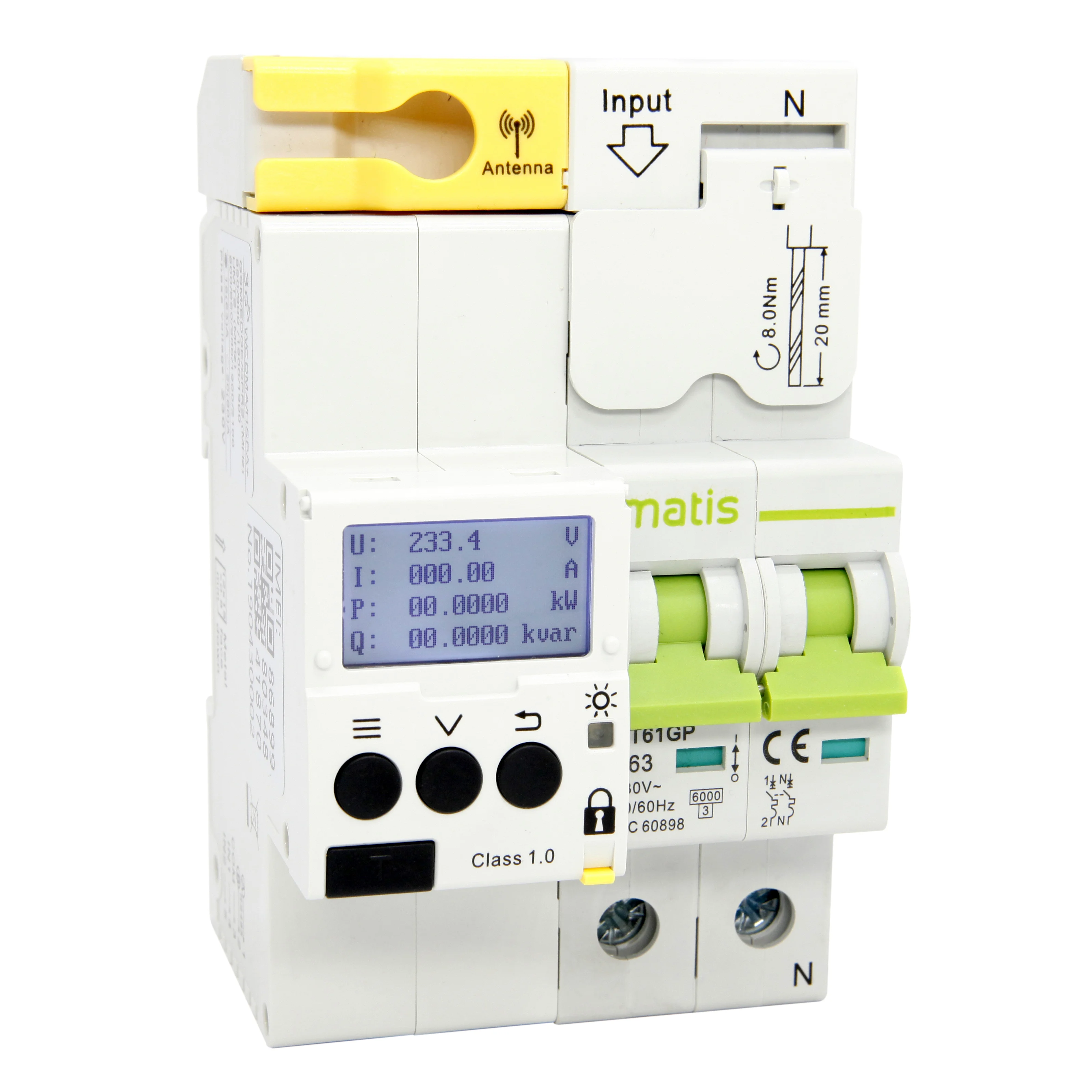 Оптовая продажа автоматический выключатель Matis 1-63a 50 Гц/60 Гц gprs Wi-Fi предоплата умный счетчик система