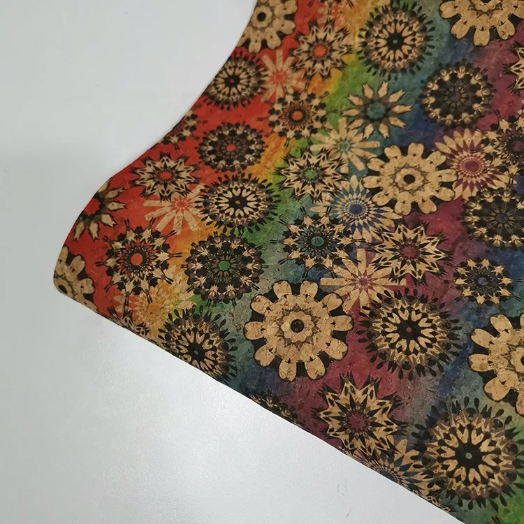 0.4mm ECO-friendly New colorful Printed Natural cork leather for wallet
