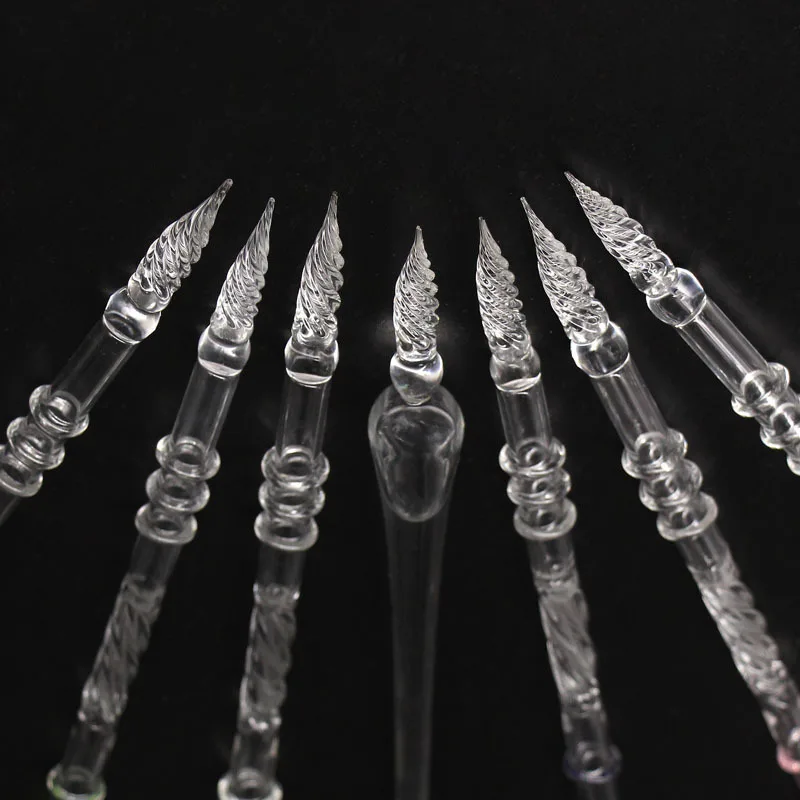 Calligraphy Writing Tools Empty Fountain Ink Pen Kits Creative DIY Liquid Flower Transparent Glass Dip Pen