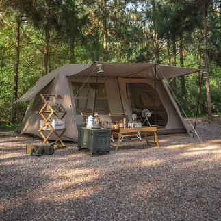 Automatic tent Outdoor camping two rooms one hall large foyer comes with three color atmosphere lights roof ridge tent