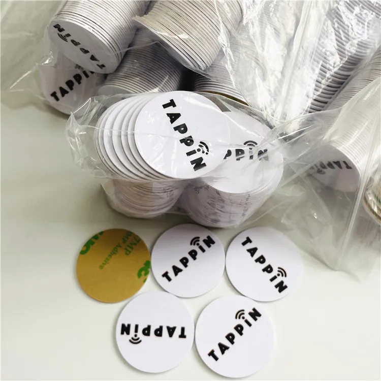 iso14443a 13.56mhz 504 bytes Writable custom waterproof durable mini nfc 215 pvc coin tag for wholesale