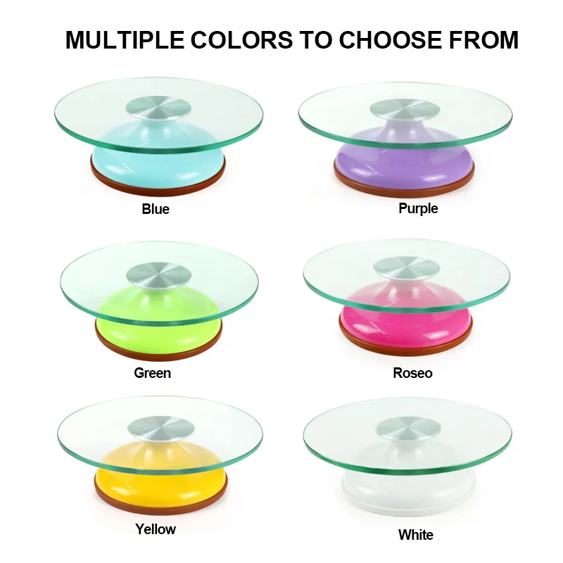 Baking Pastry Frosting Tools Round Non-slip Pedestal Tempered Glass Rotatable Decorating Cake Turntable Muffin Kitchen Utensils