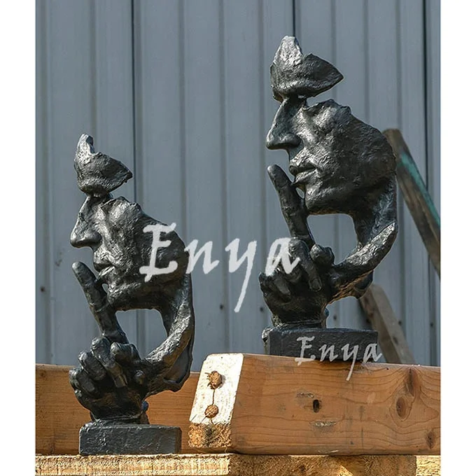 Modern Art European Silence is a Gold Ornaments Nordic Home Garden Cast Iron Ornaments Creative Abstract Face Sculpture Statue