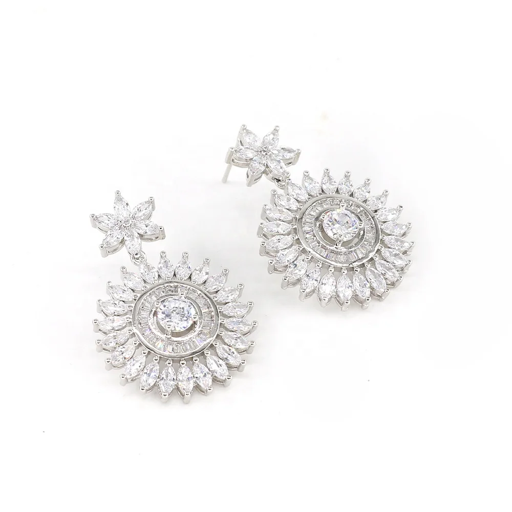 
Bedazzled Wholesale Zircon Pendant Platinum Plated Dubai Diamond Party Jewelry Set In Latest Design 