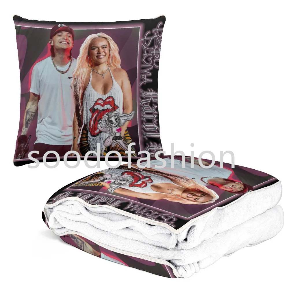 2024 Popular Karol g manana sera bonito bichota season blanket pillow 2 in 1 soft pillow blankets for home office car
