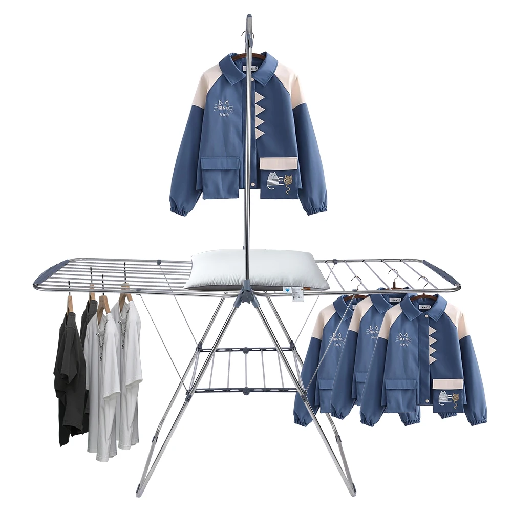 Factory Direct 2 Layer 21M Lacquer Folding Clothes Drying Rack Airer Clothes Dryer Stand For Wet Clothes