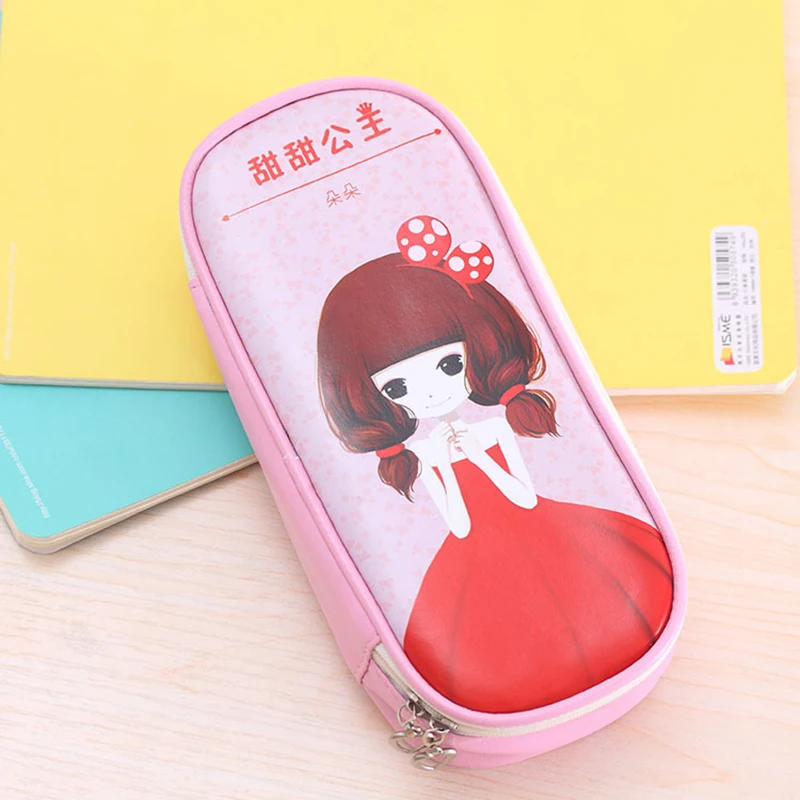 Princess printed pen bag large capacity  PU pencil case new school supplies wholesale