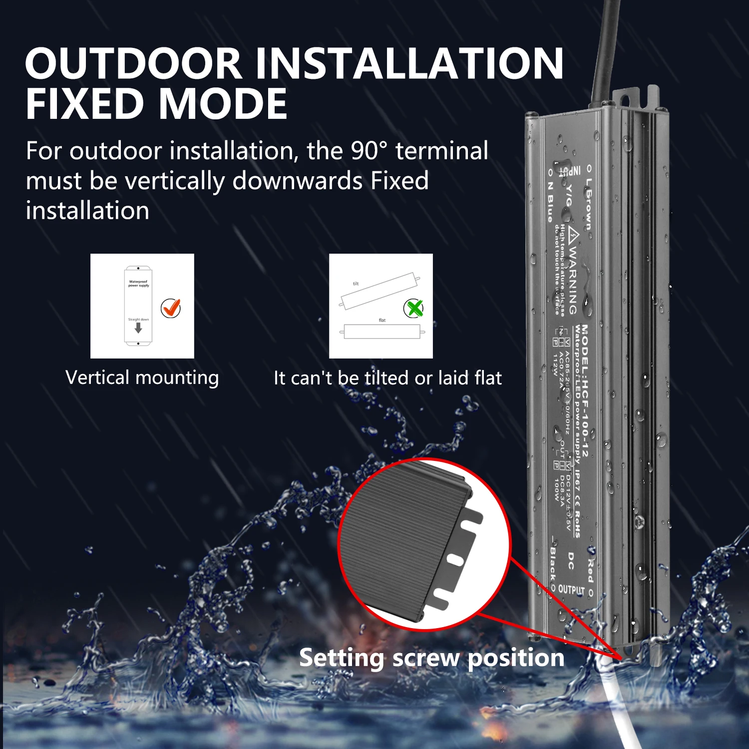 Rainproof Power Supply 100W 1000W 110V 220V Ac To Dc 5V 12V 24V 36V 48V Water Proof Led Power Supply