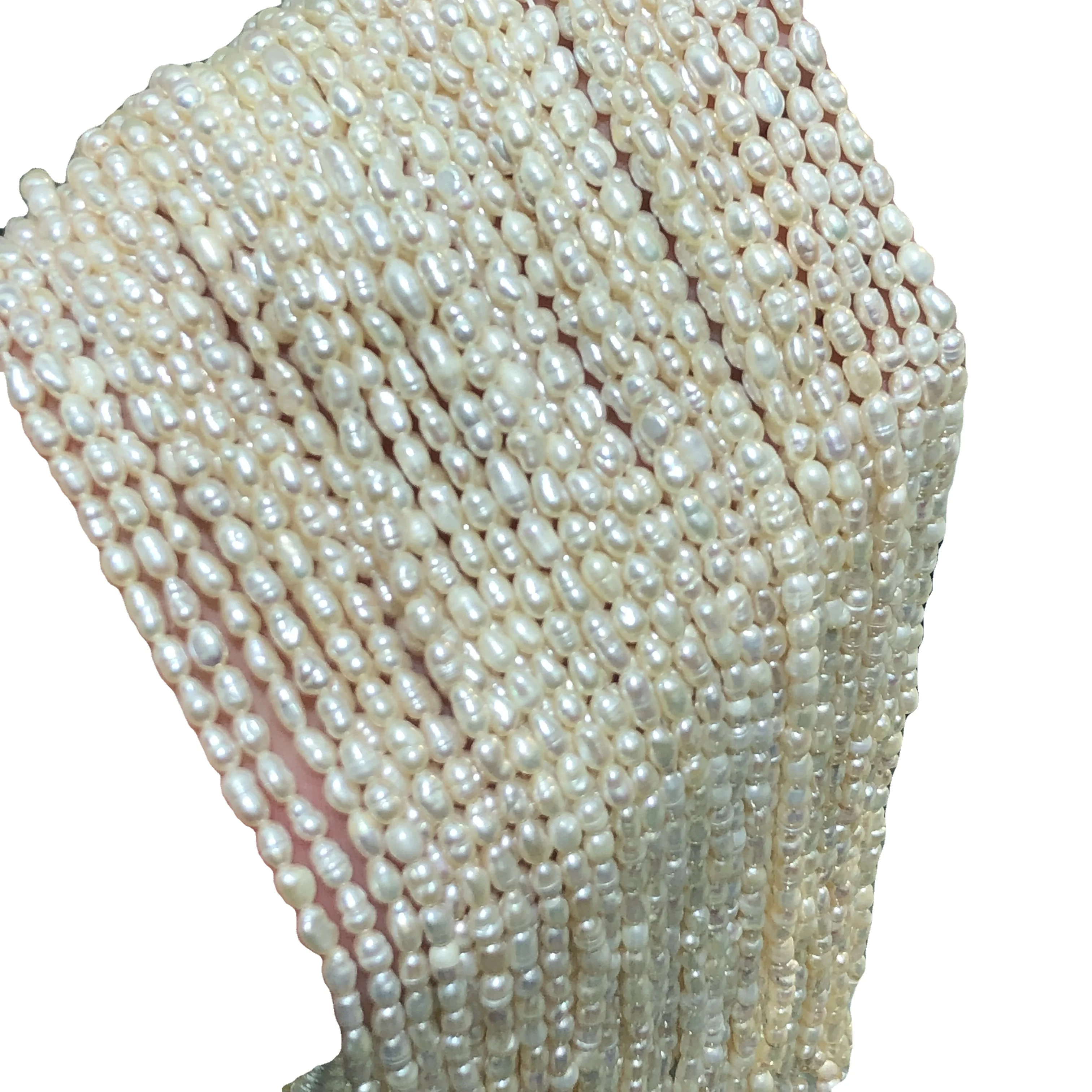 Strong light 2-3mm millet bead straight hole natural freshwater pearl semi-finished loose bead bracelet necklace wholesale