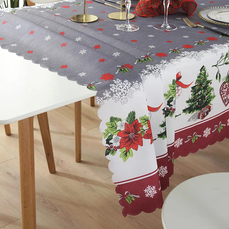 Christmas table cover polyester waterproof table cloth Christmas custom Modern design Printed polyester table cloth