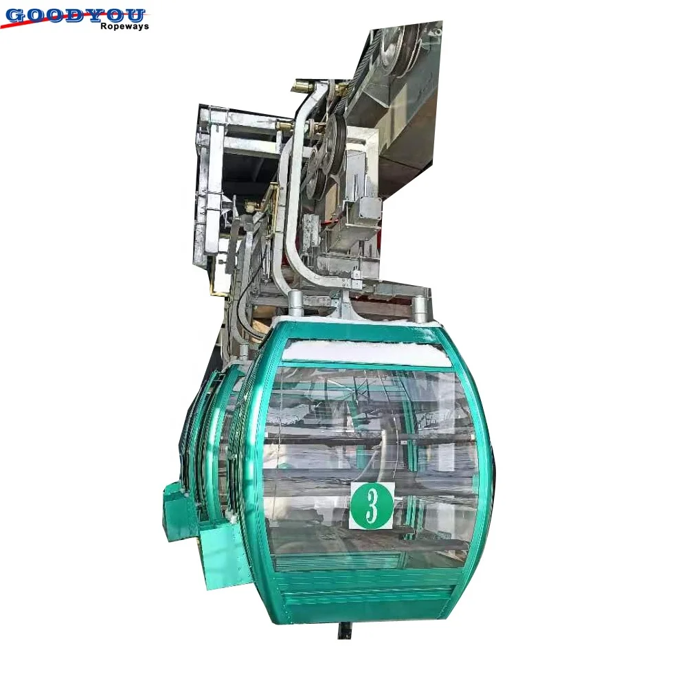 
Cable car with six seats for six skiers one cabin can carry snowboard ropeway in ski resort 