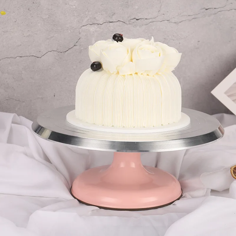 Factory Price 12 inch 1.1kg Revolving Cake Stand Turntable Rotating with Non-Slip Rubber Bottom Aluminium Alloy Cake Stand