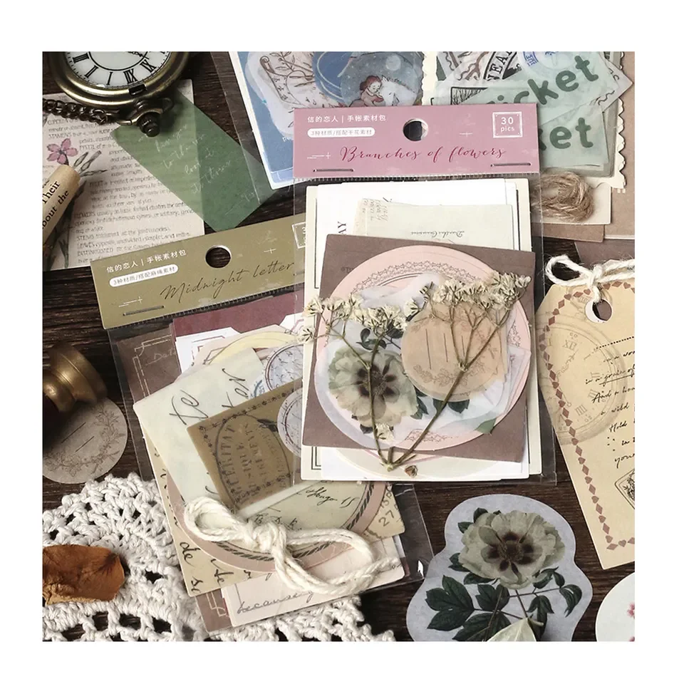 Vintage DIY Scrapbook Paper Aesthetic Paper Supplies Decorative Material Paper for DIY Junk Journal Photo Album Crafts