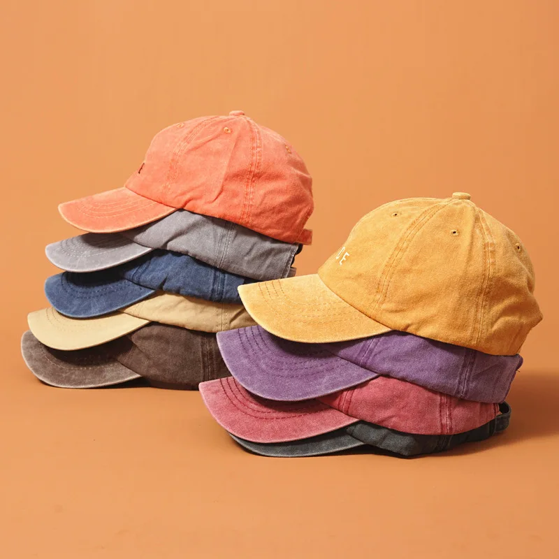 Washed cotton vintage 6 panel dad hat custom logo distressed baseball cap for men women