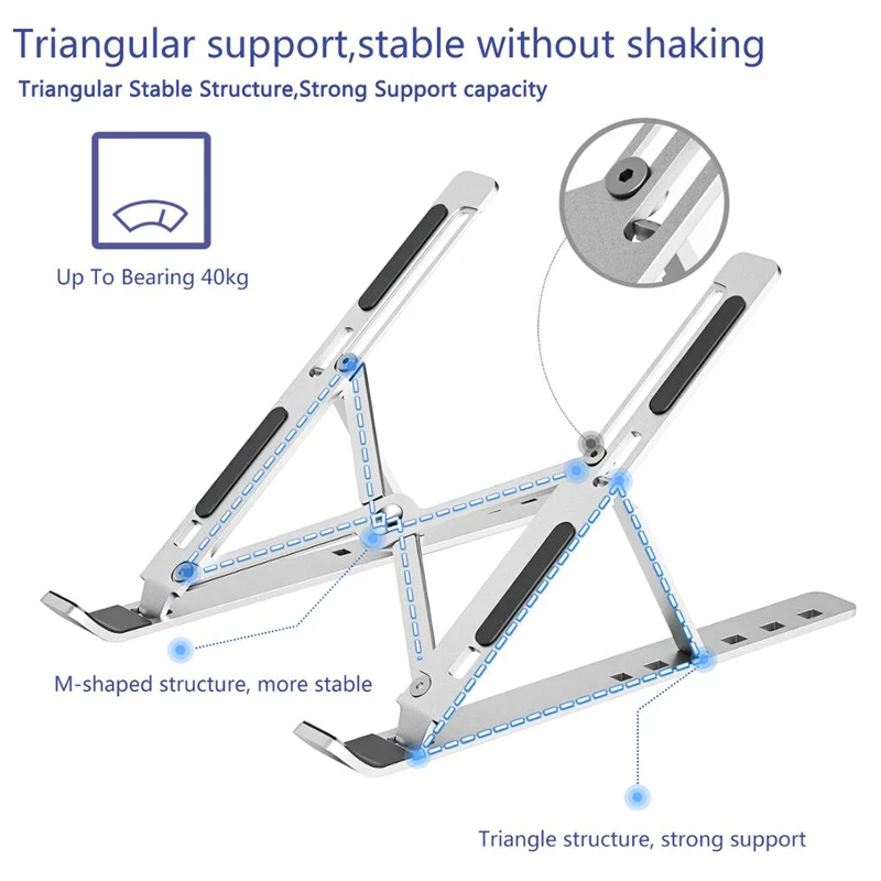 
Double quality adjustable height folding laptop desk table holder aluminum metal portable foldable laptop stand 