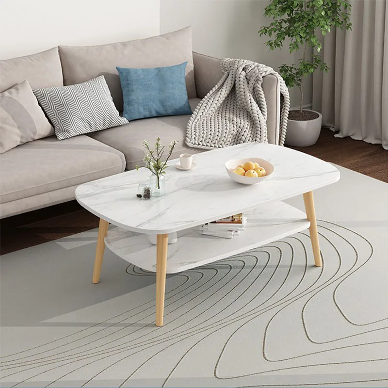 QUAWE Simple European Style Creative Tea Table Small Apartment Square Coffee Table TV Cabinet