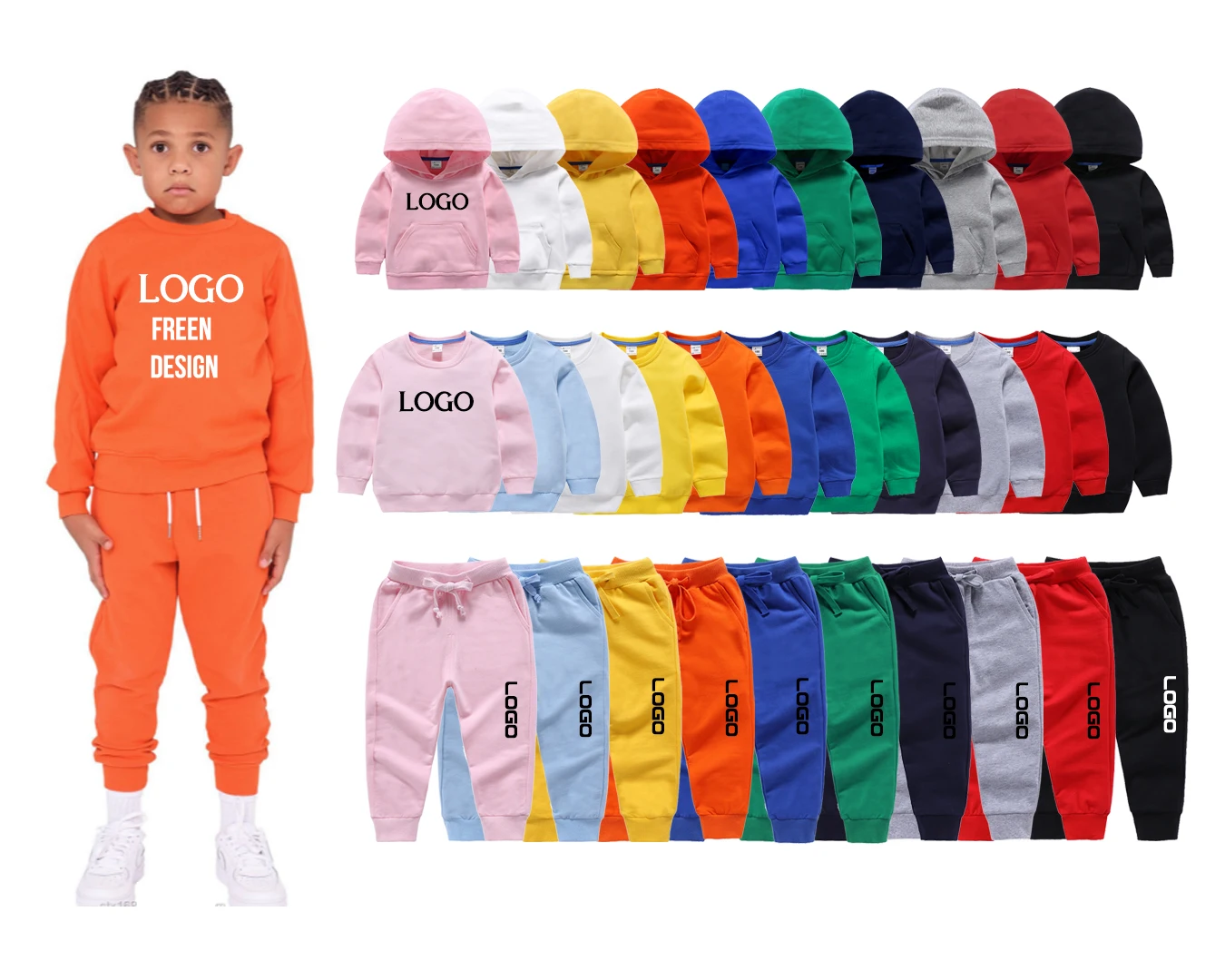 Custom Made Outdoor Wholesale Kids Jogging Suits Custom Jogger Kids Tracksuits Sweatsuit Sets 2022