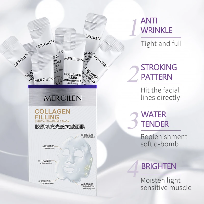 OEM Private Label Hydrating Moisturizing Anti Aging Wrinkle Disposable Collagen peel off Firming Sleeping Moisturizing Facial Ma