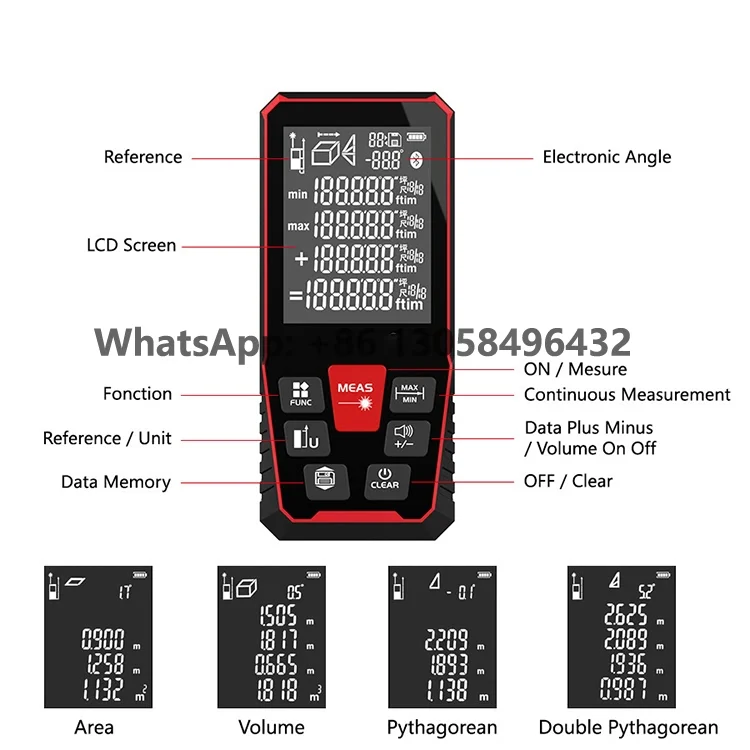 New Long Distance Laser Rangefinder Angle Area Volume Measurement Tool 100m Ranging Handheld 120m Digital Laser Distance Meter