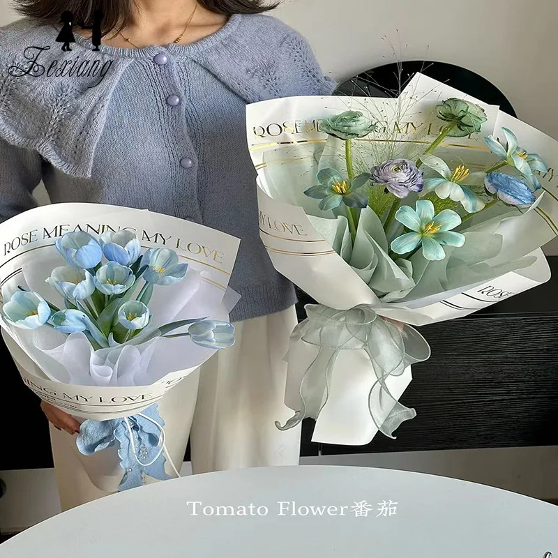 English Bronzing Flower Wrapping Paper Packaging Florist Supplies Waterproof luxury Bouquet Wrap Gift